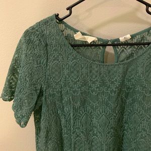 H&M lace green blouse